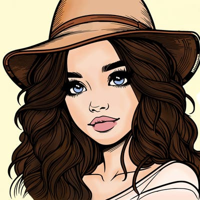 realistic girl with hat