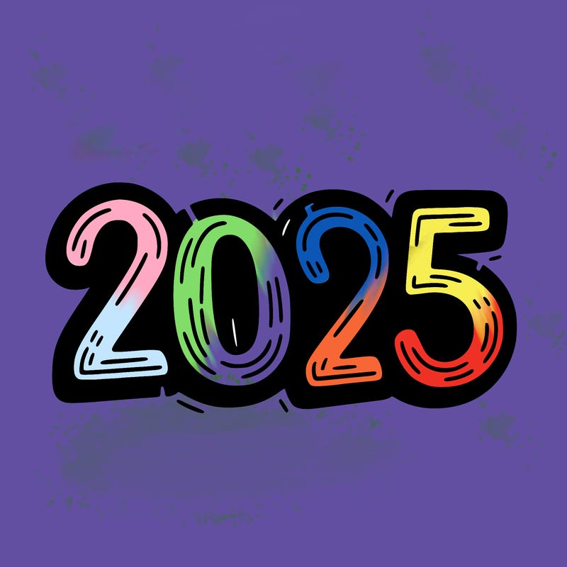 one line scrawled numbers sketch design “2025”