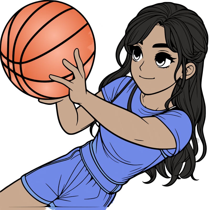 realistic girl playing basketball