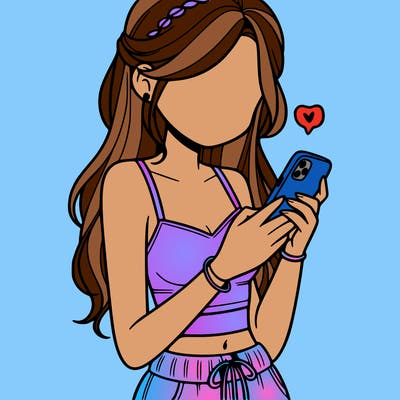 girl with crop top texting on her phone