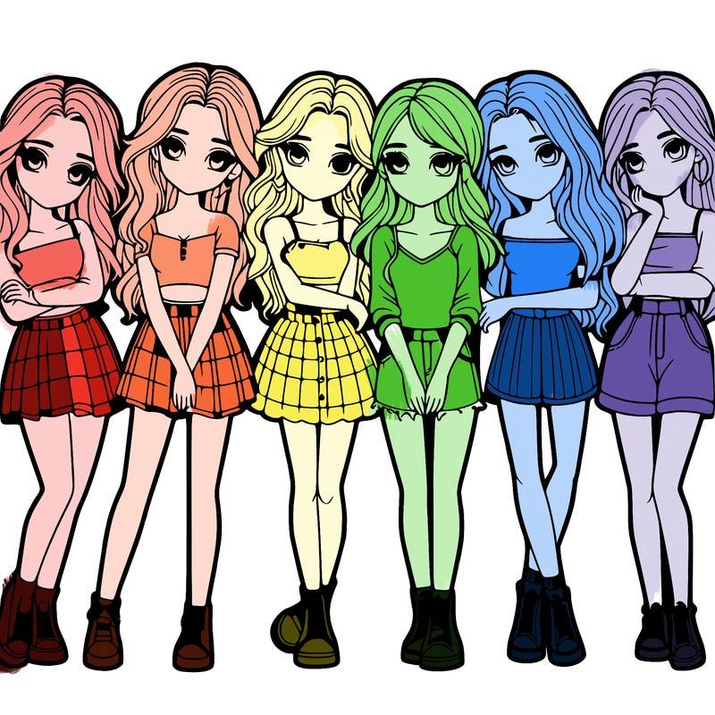 a group of girls realistic