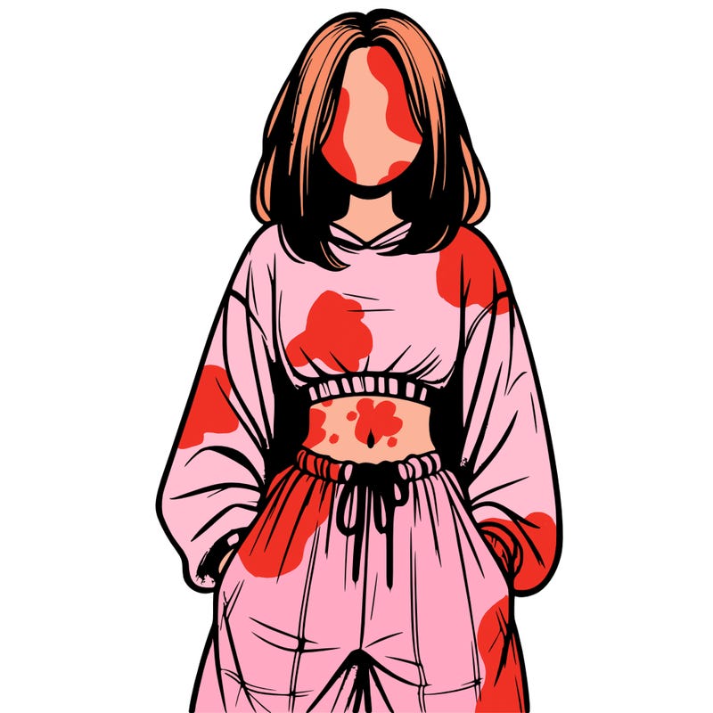 realistic girl faceless with baggy pants and a crop top