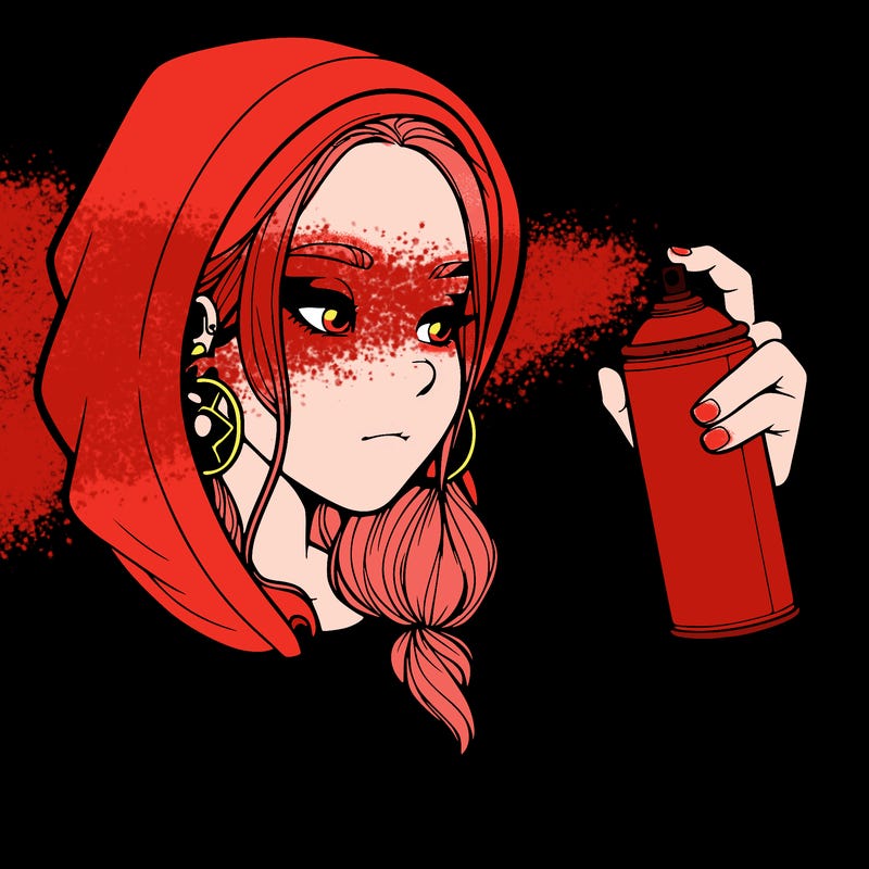 a realistic girl, spray painting