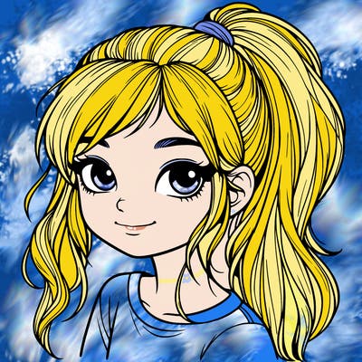 realistic girl with ponytail