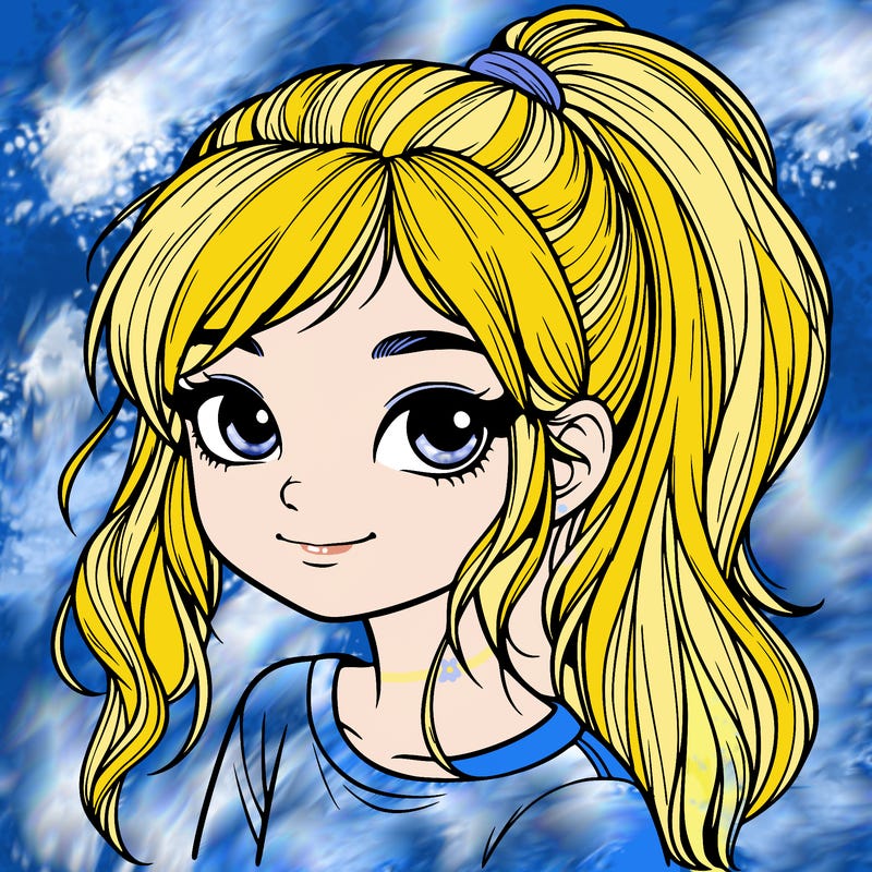 realistic girl with ponytail