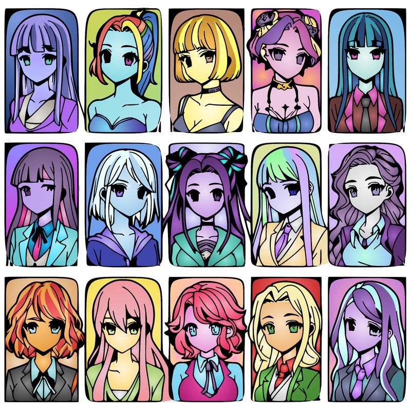 girls that look diffrent anime