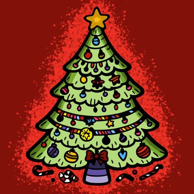 christmas tree with lots of details