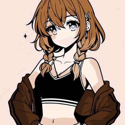 anime girl wearing crop top