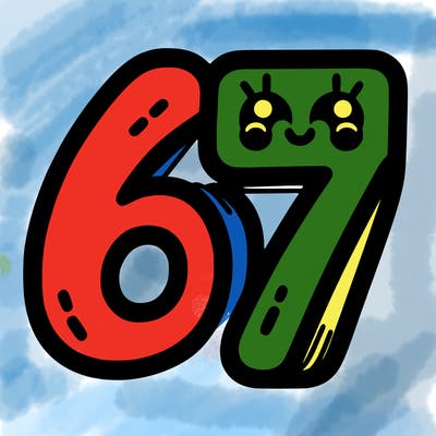 the numbers 67