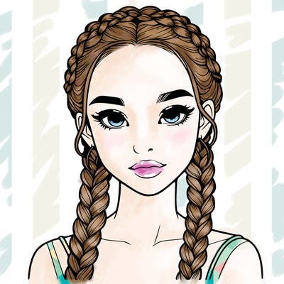 realistic girl with braids