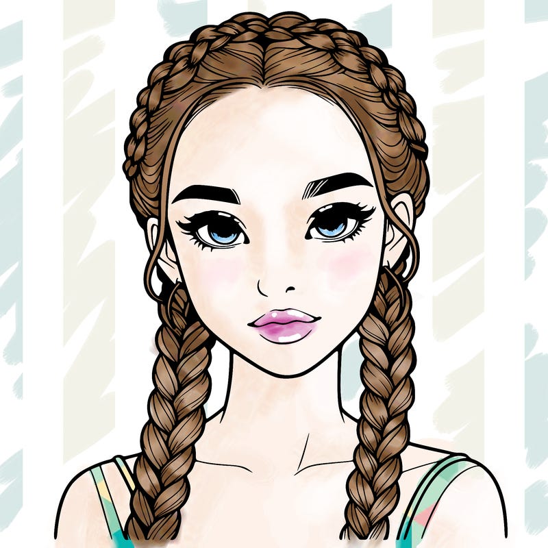 realistic girl with braids