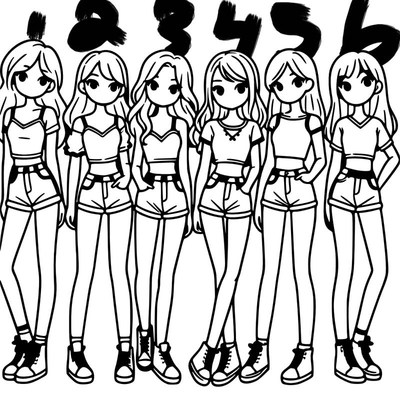 a group of girls wearing crop tops and shorts