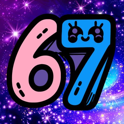 the numbers 67