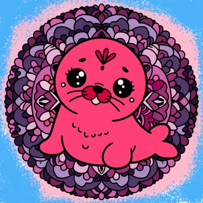 a cute baby seal mandala