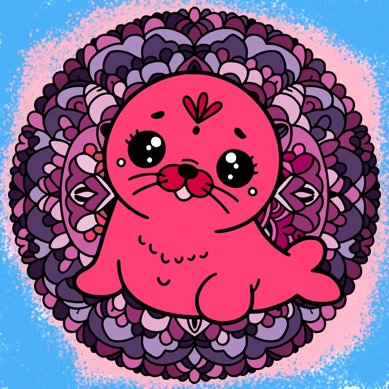 a cute baby seal mandala