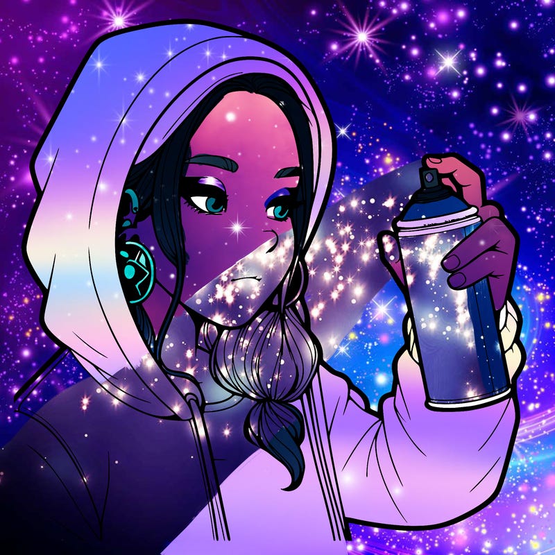 a realistic girl, spray painting