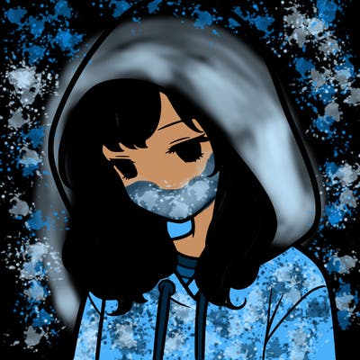 girl with a hoodie with hood over her head