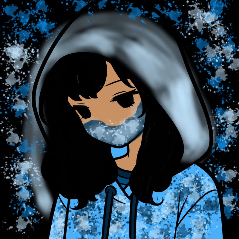 girl with a hoodie with hood over her head