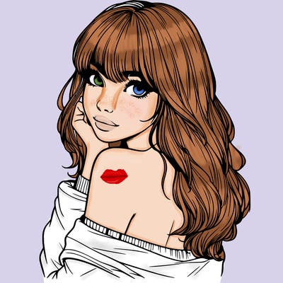 realistic girl with bangs looking over her shoulder