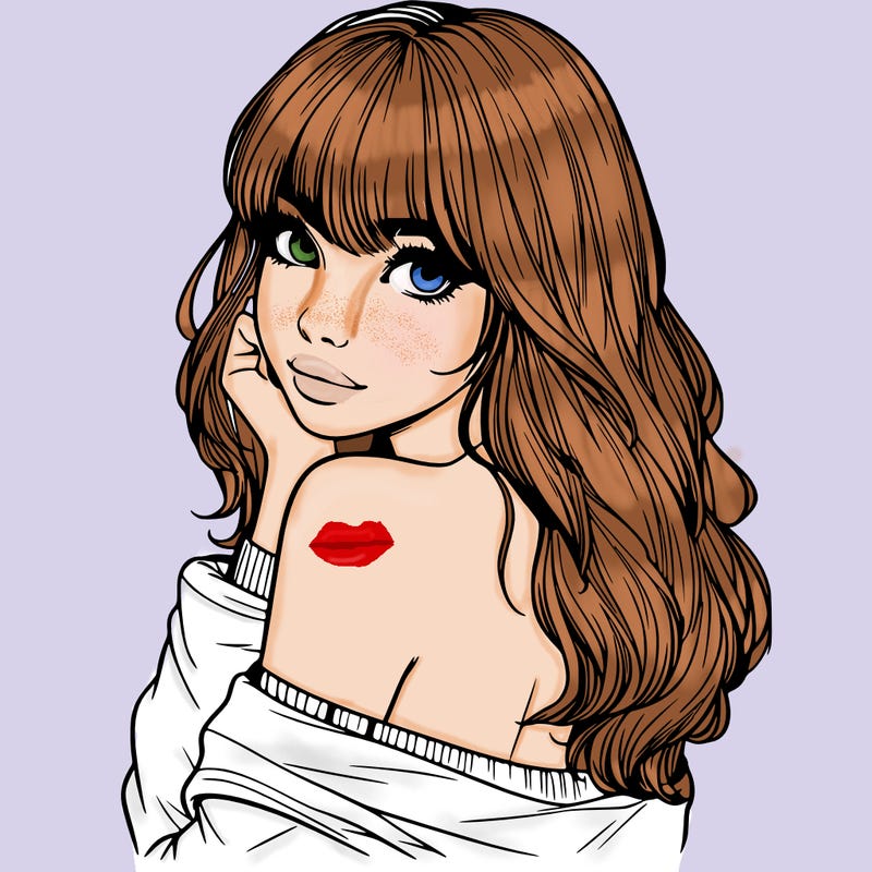 realistic girl with bangs looking over her shoulder