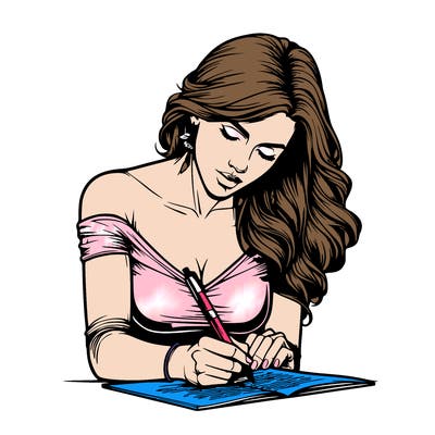 realistic female writing poetry