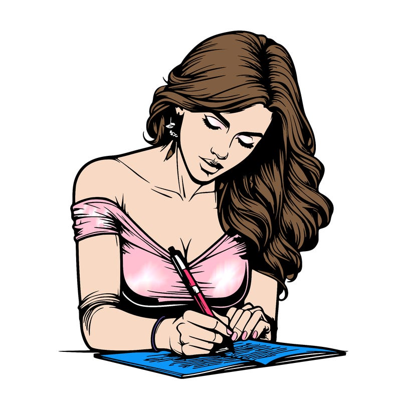 realistic female writing poetry