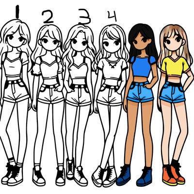 a group of girls wearing crop tops and shorts
