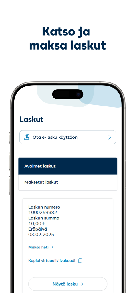 LähiTapiola - LähiTapiola mobile app interface showing open insurance bills and payment options