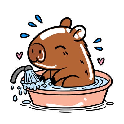 capybara taking a bath