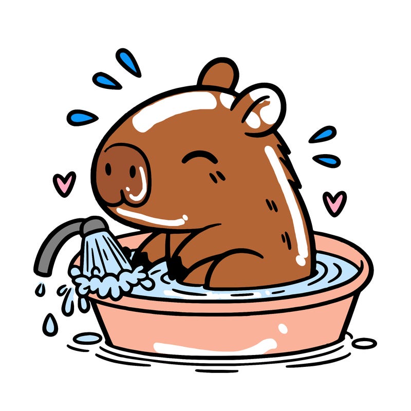 capybara taking a bath