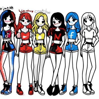 a group of girls wearing crop tops and shorts