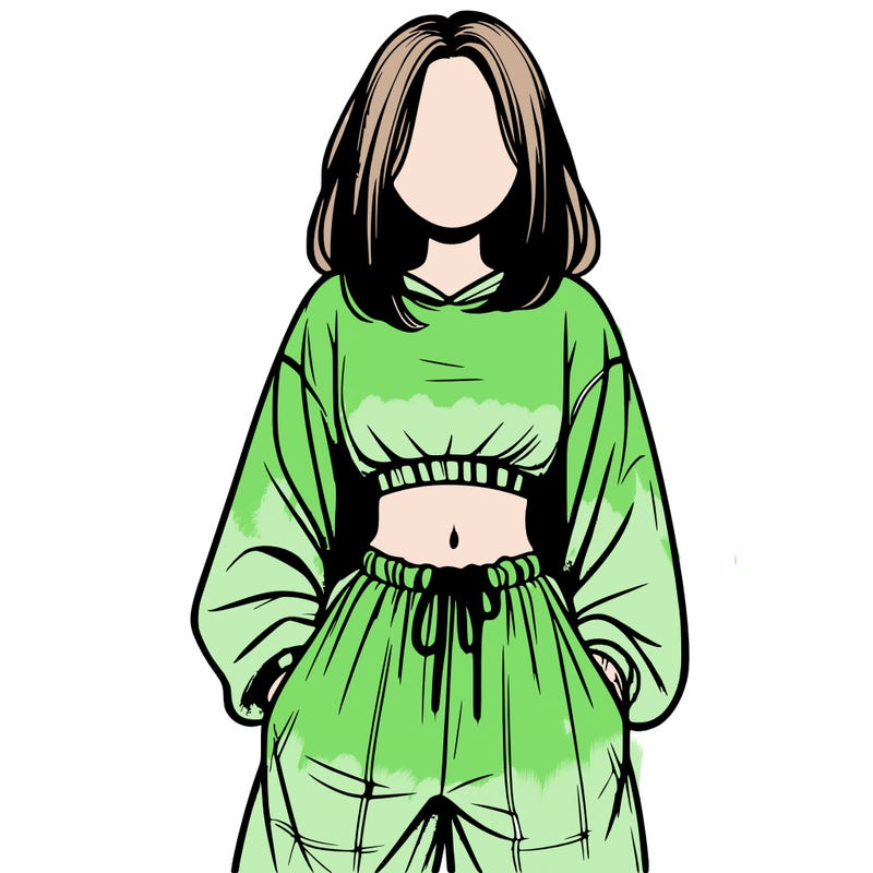 realistic girl faceless with baggy pants and a crop top