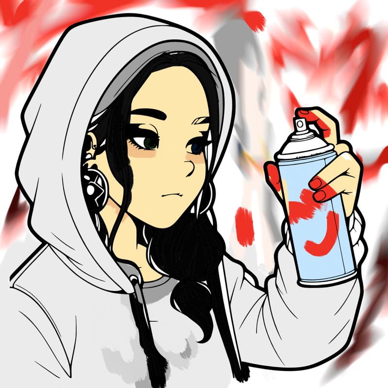 a realistic girl, spray painting