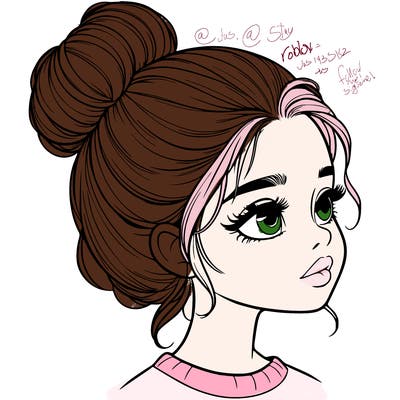 realistic girl with bun