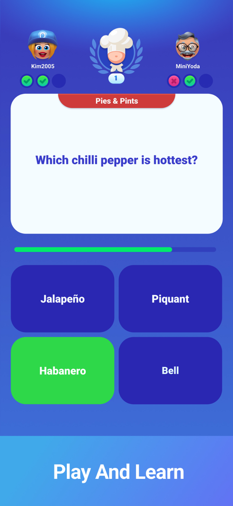 QuizDuel! Trivia & Quiz game - Uma pergunta de trivia sobre pimentas chili no aplicativo QuizDuel com respostas de múltipla escolha
