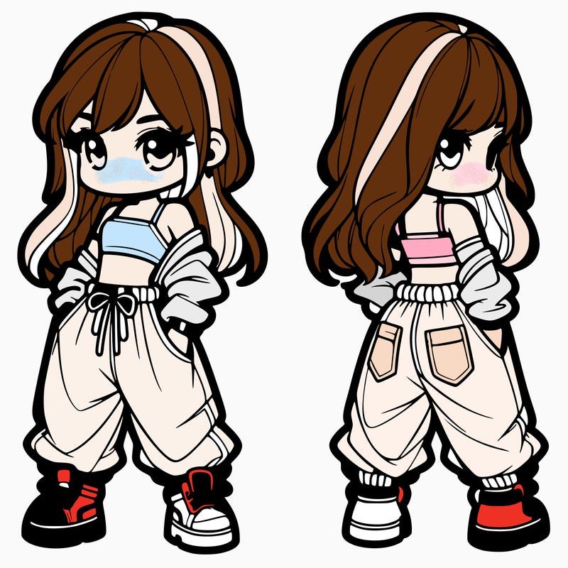 girl in crop top and baggy pants