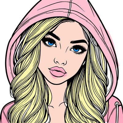 realistic beautiful girl with a hood on