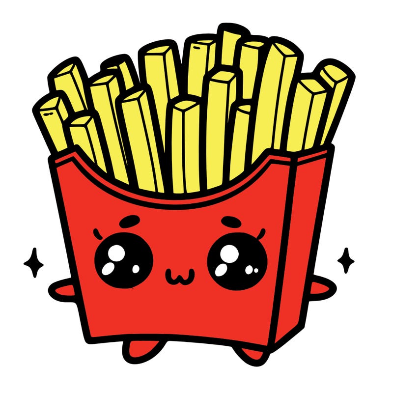 a cute. french fries