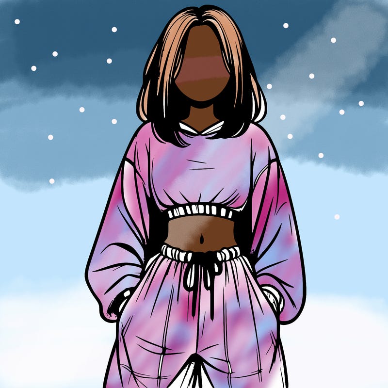 realistic girl faceless with baggy pants and a crop top