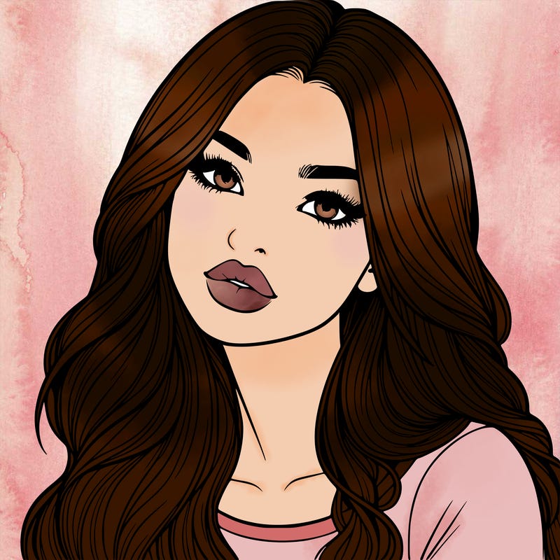 realistic girl with hair on her hair and lips
