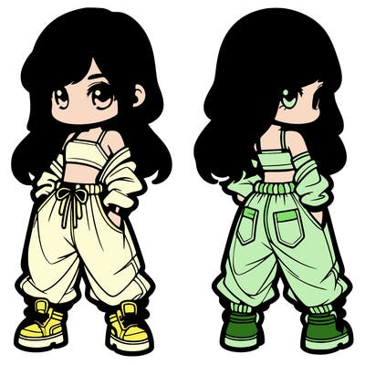 girl in crop top and baggy pants