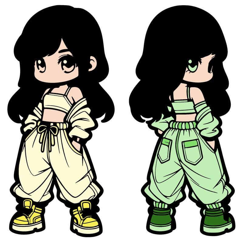 girl in crop top and baggy pants