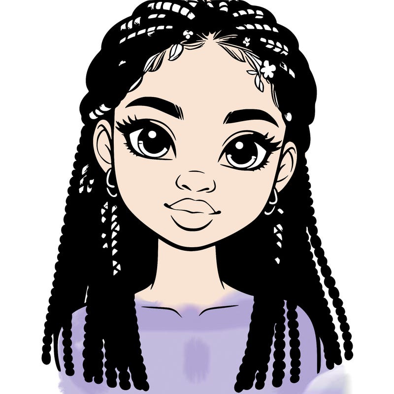 a realistic black girl with braids