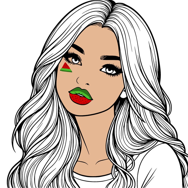 realistic girl with hair on her hair and lips