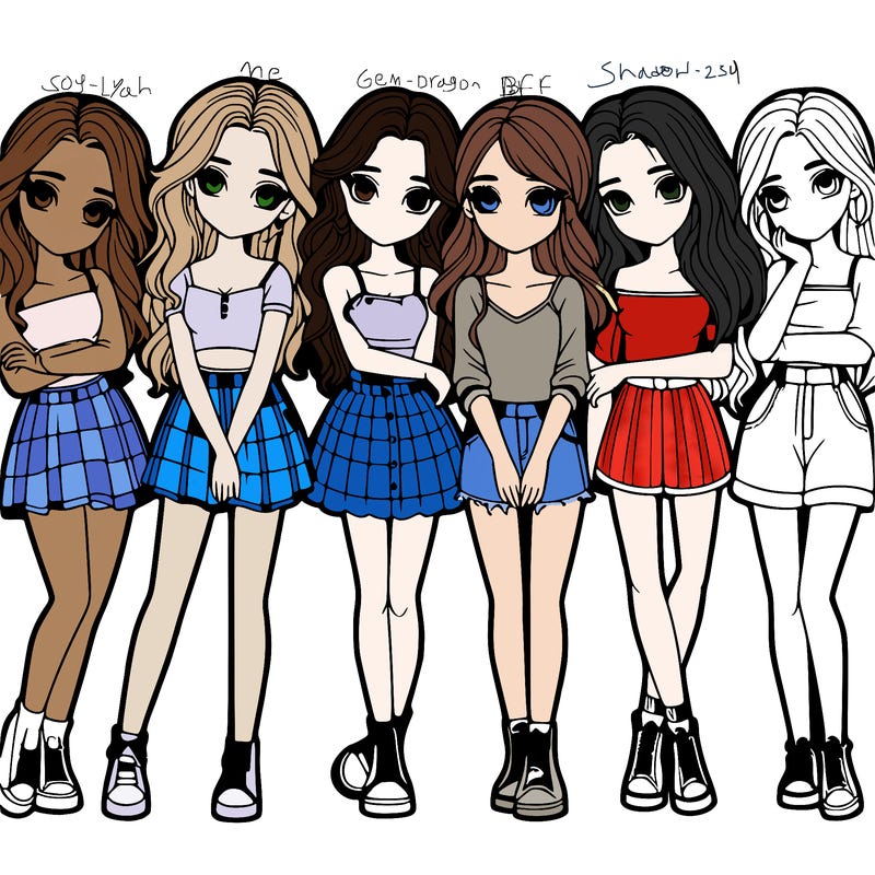 a group of girls realistic