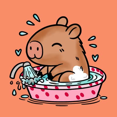 capybara taking a bath