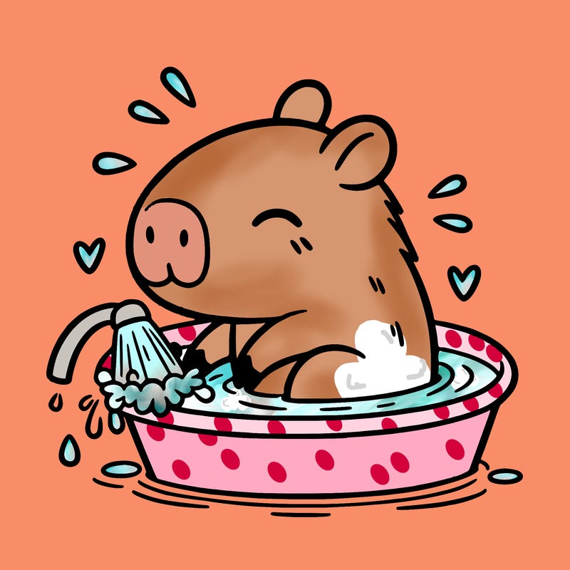 capybara taking a bath
