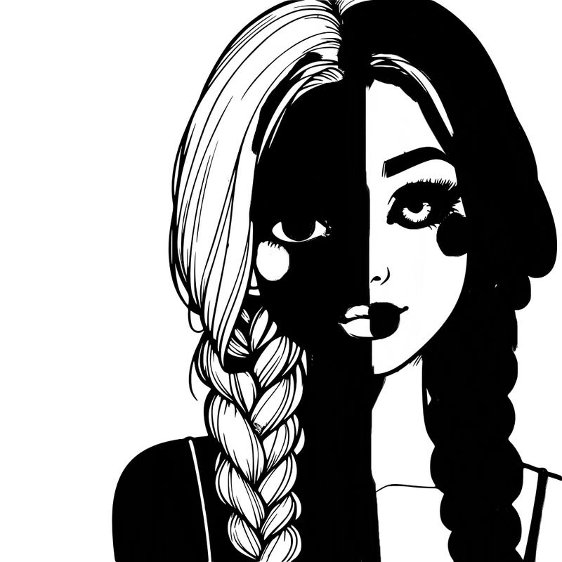 realistic girl with braids