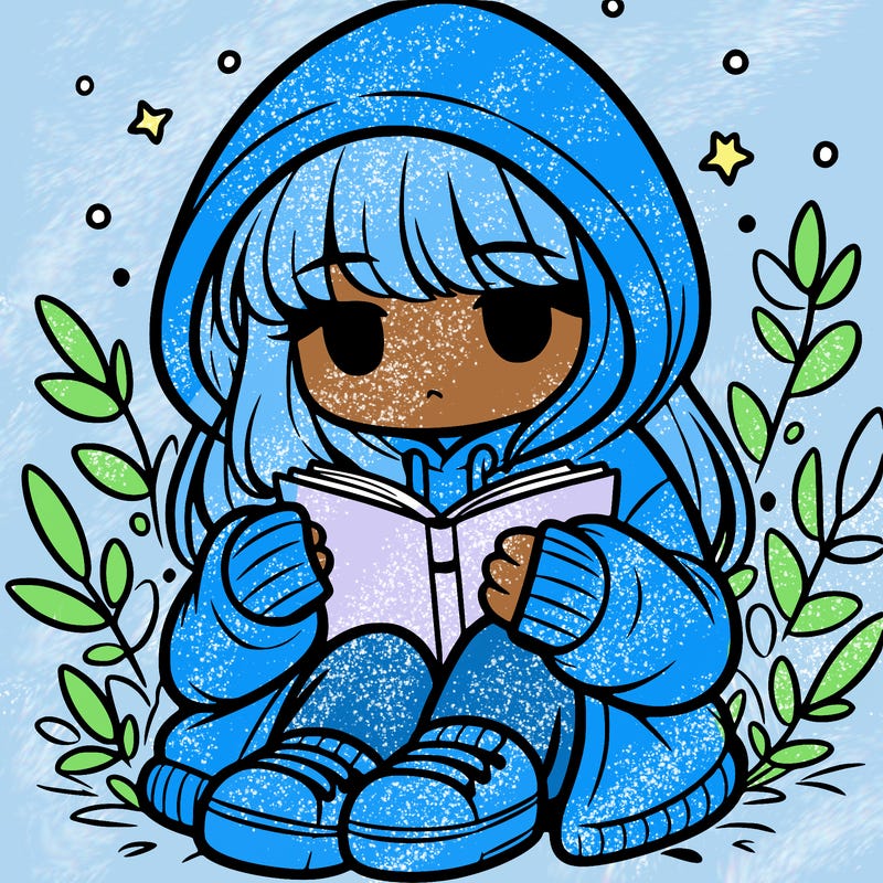girl in oversized hoodie reading a book