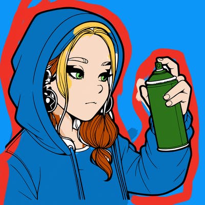 a realistic girl, spray painting